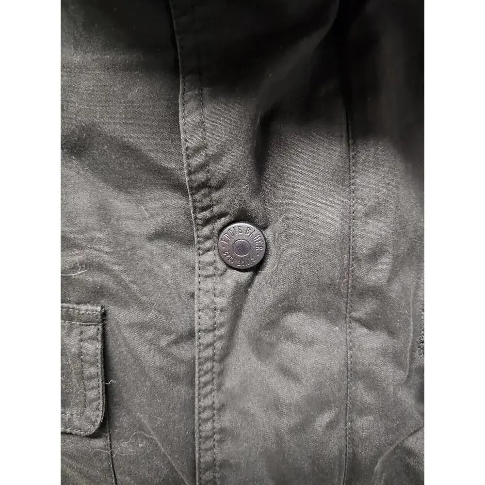 Vintage Eddie Bauer Mens Wool Lined Mountain‎ Parka Jacket Size M Black Outdoors